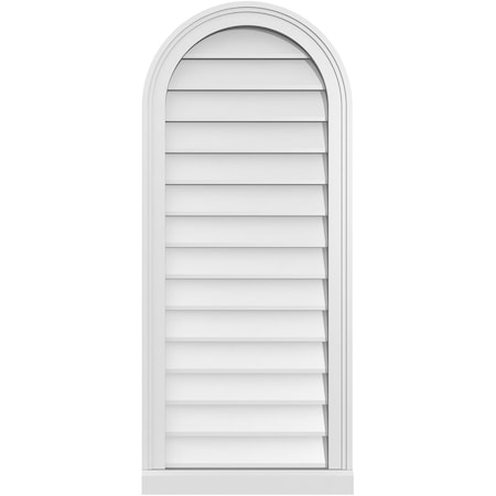 Ekena Millwork Round Top Surface Mount PVC Gable Vent w/ 2"W x 2"P Brickmould Sill Frame, 18"W x 42"H GVPRT18X4203SN